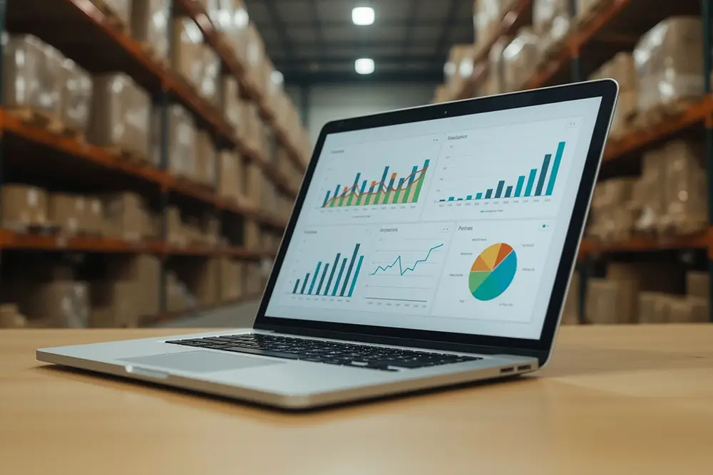 laptop on table showing financial dashboard | field service accounting software