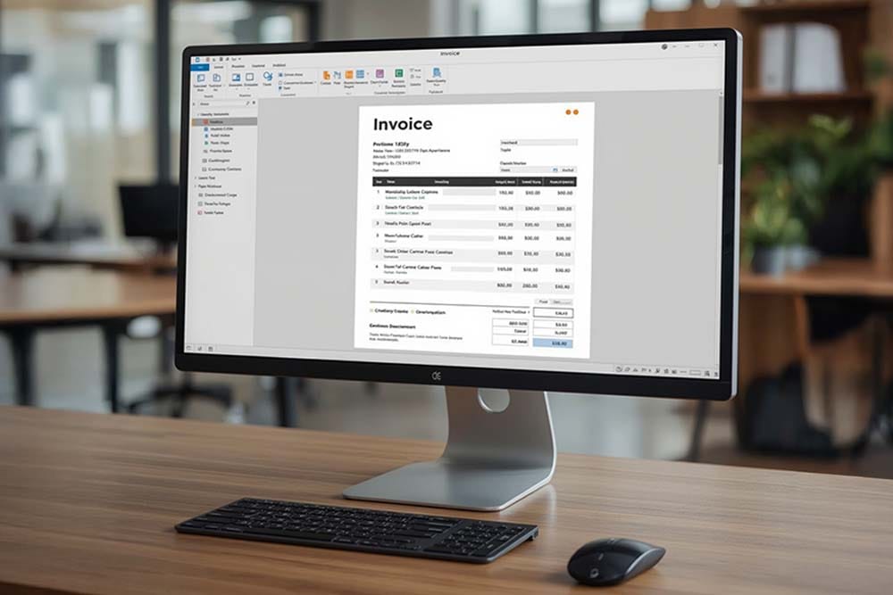 invoice PDF showing on computer