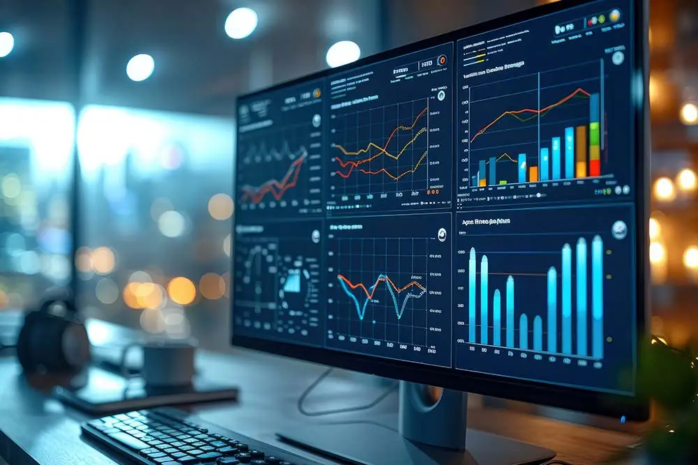 sales dashboard on desktop computer | field service reporting