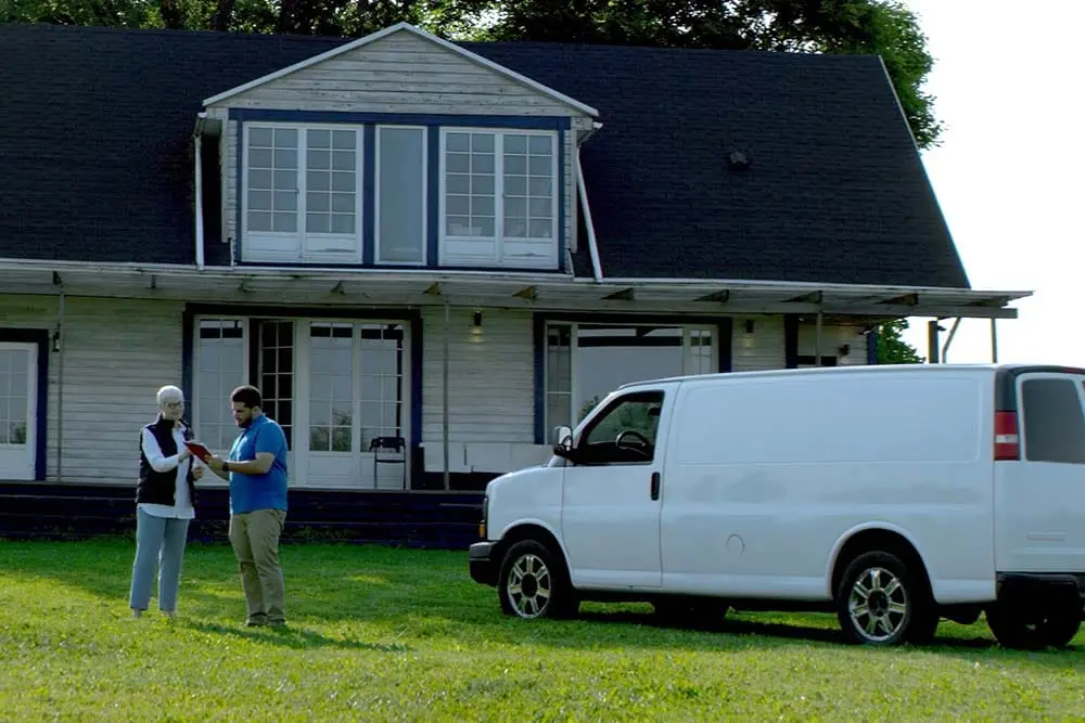delivery of a package to a house