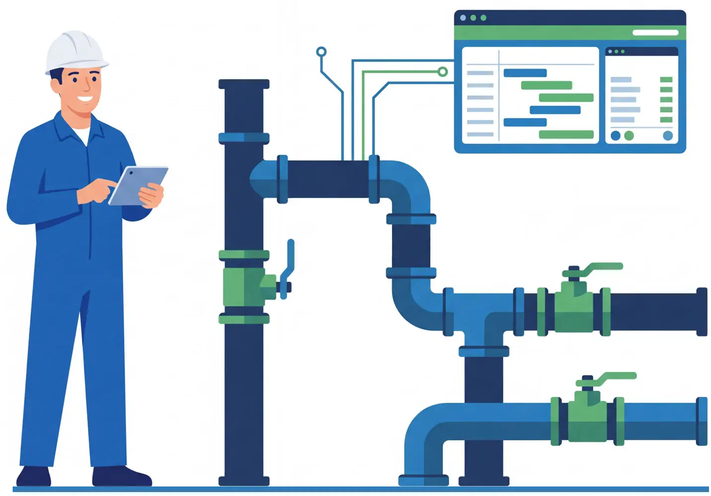 plumber reviewing system flow