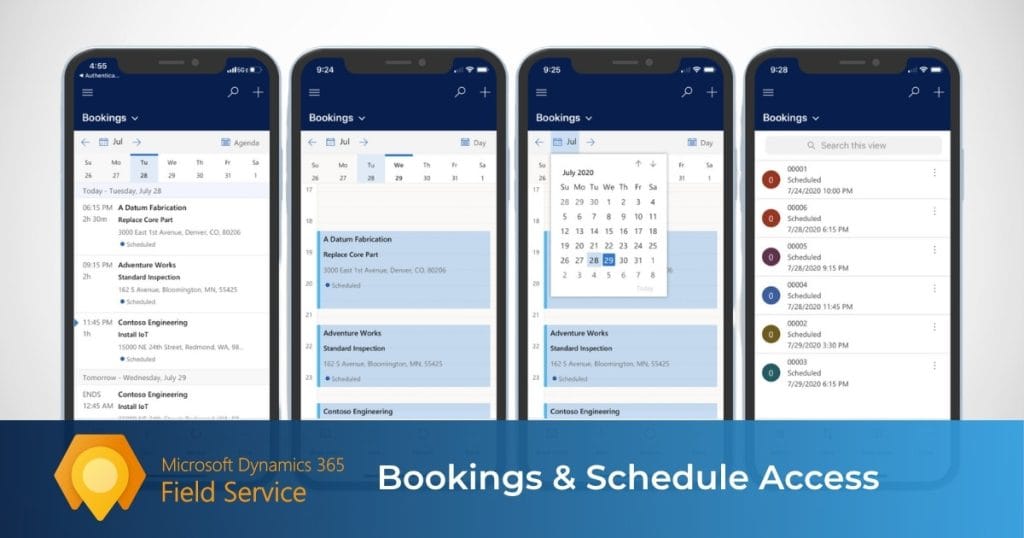 Microsoft Dynamics 365 Field Service Mobile App - Bookings and Schedule Access