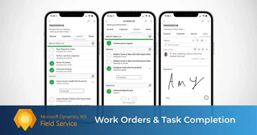 Microsoft Dynamics 365 Field Service Mobile App - Work Orders and Task Completion