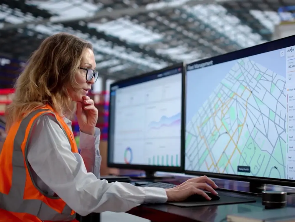 working looking at monitor screen